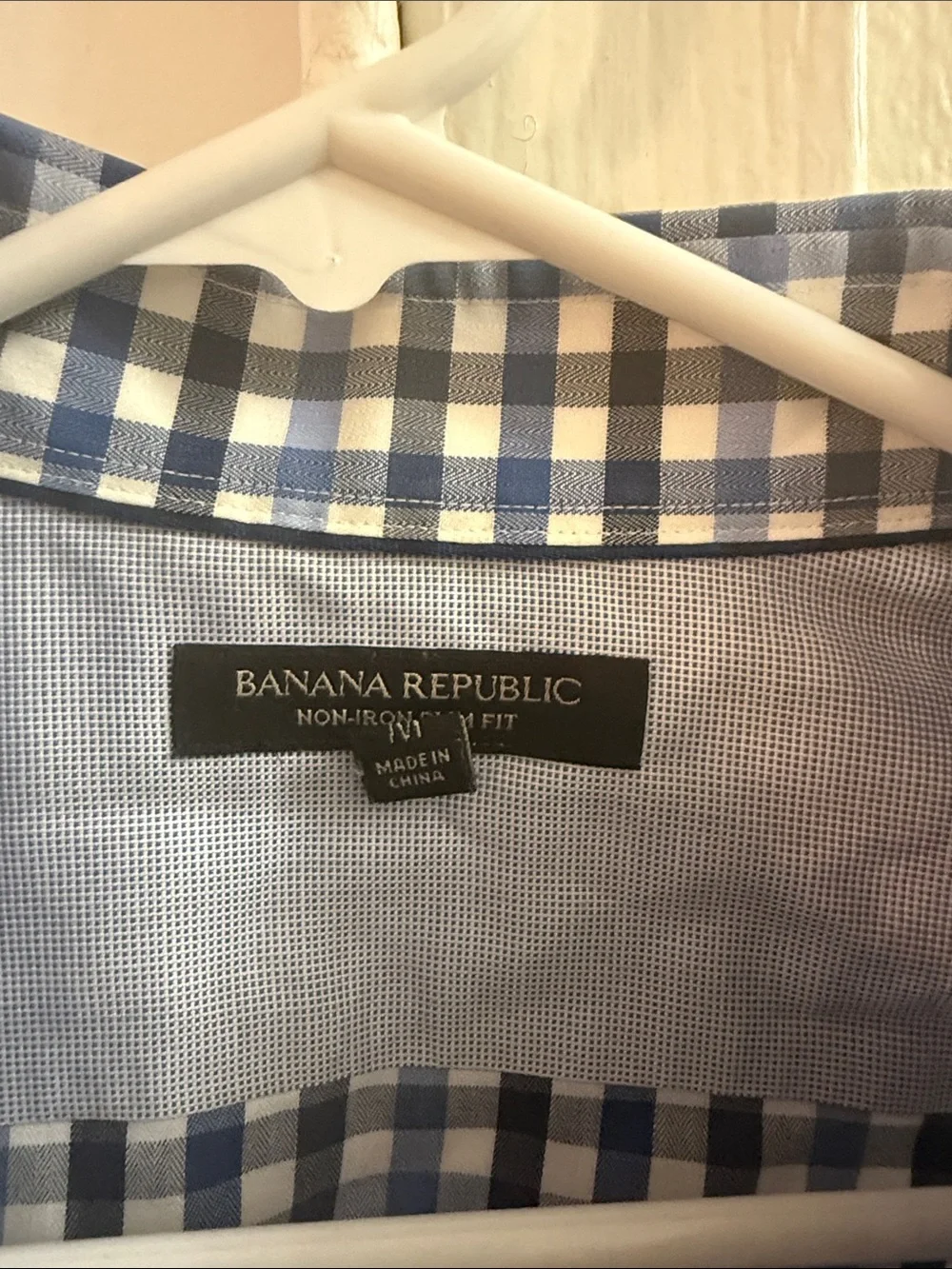 Banana Republic Blue and White Gingham Button-Down Shirt